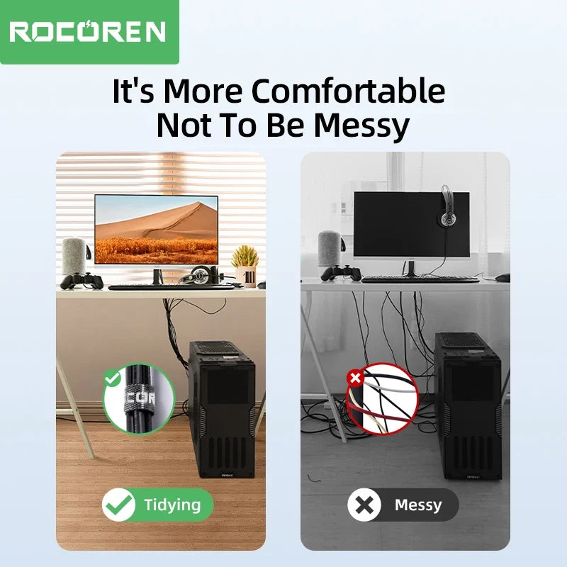 Rocoren Tearable Cable Ties USB Wire Organizer & Winder