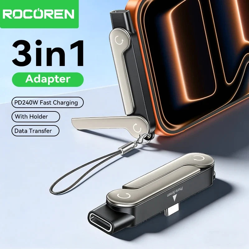 Rocoren 240W USB-C OTG Adapter & Foldable Stand | PD 3.1