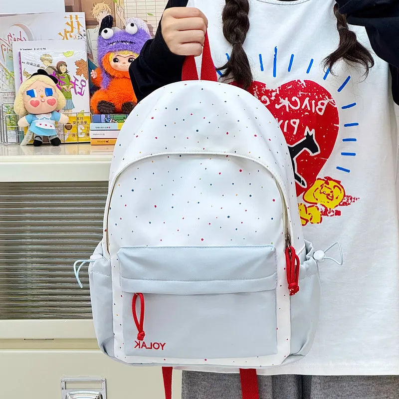 Korean Striped Polka Dot Nylon Backpack for Women | Nixie