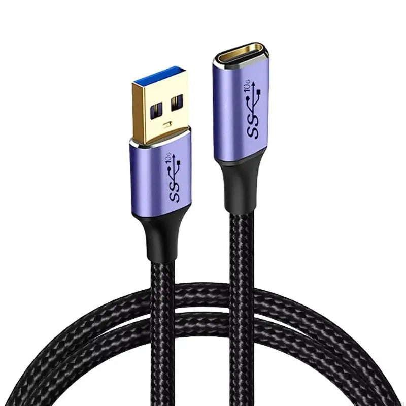 USB 3.0 to USB-C Female Nylon Braided Cable | 0.1m–1m