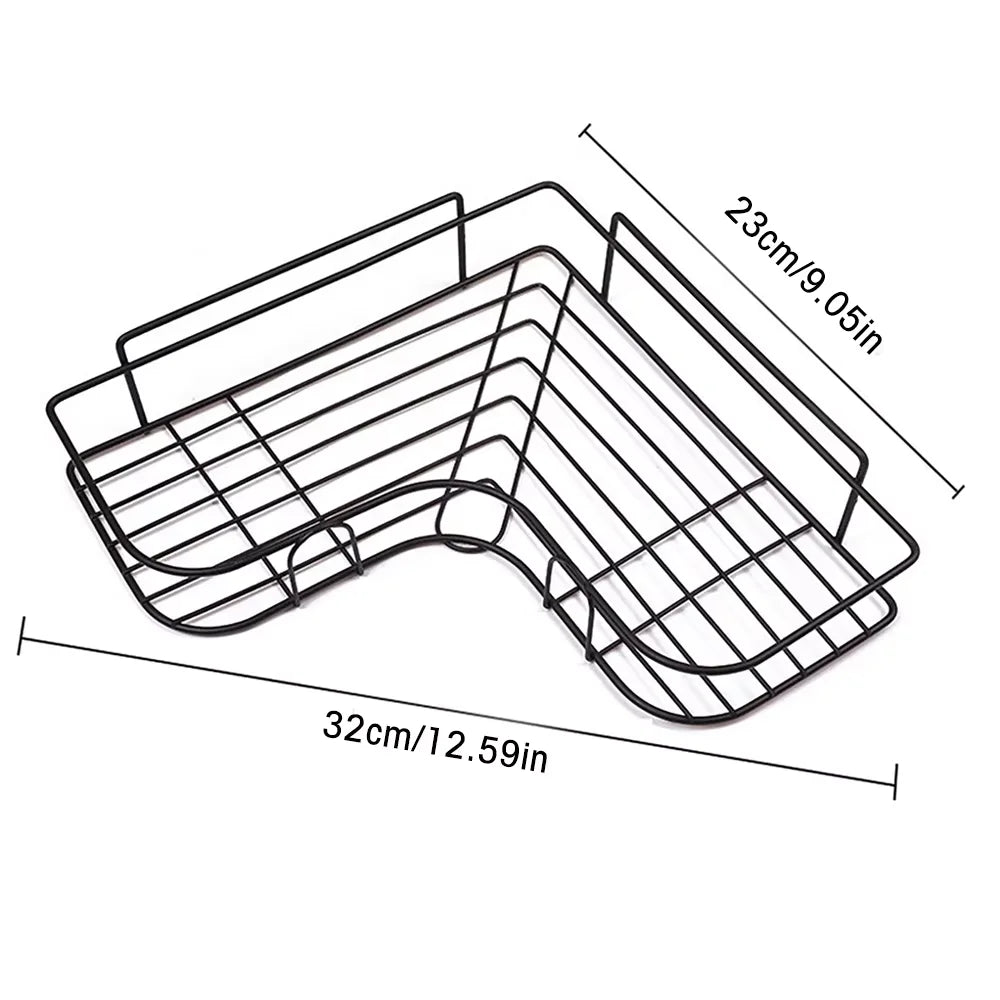 No-Drill Wall Mounted Stainless Steel Corner Shelf & Storage Rack