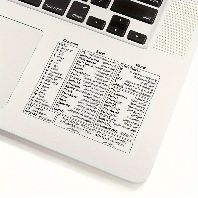 Transparent PET Keyboard Cover – Excel, Word & Windows Shortcuts