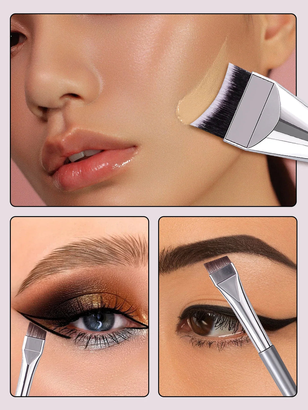 3-Piece Makeup Brush Set – Foundation, Mask & Eyeliner Brushes