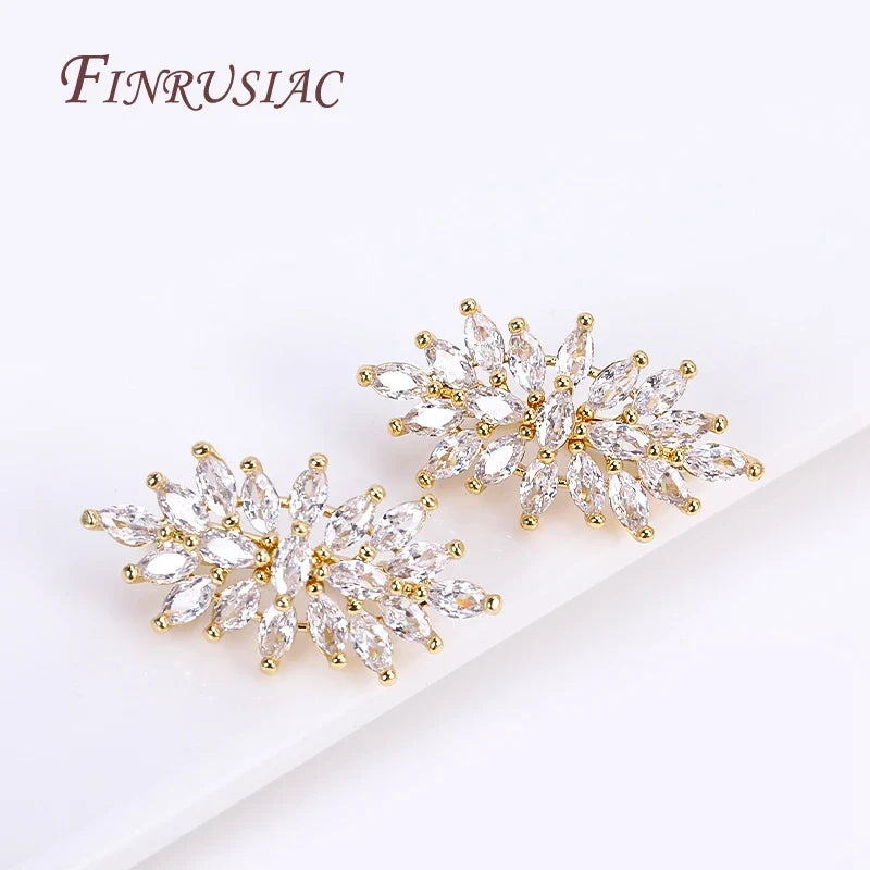 18K Gold Plated Zircon Flower Pearl Clasp | DIY Necklace Findings