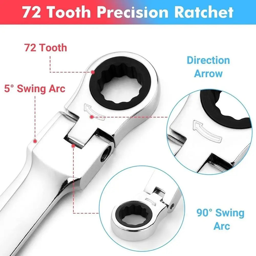 Dual Head 72-Tooth Ratchet Wrench Quick Release 6–22mm CR-V