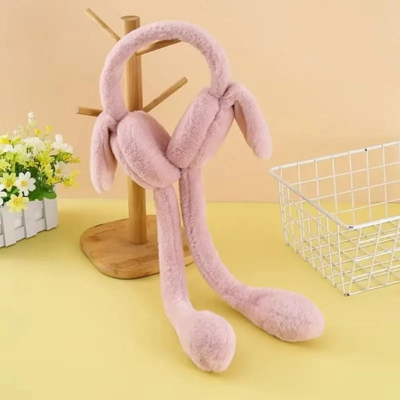 Rabbit Ear Muffs Soft Plush Winter Ear Warmers for Women
