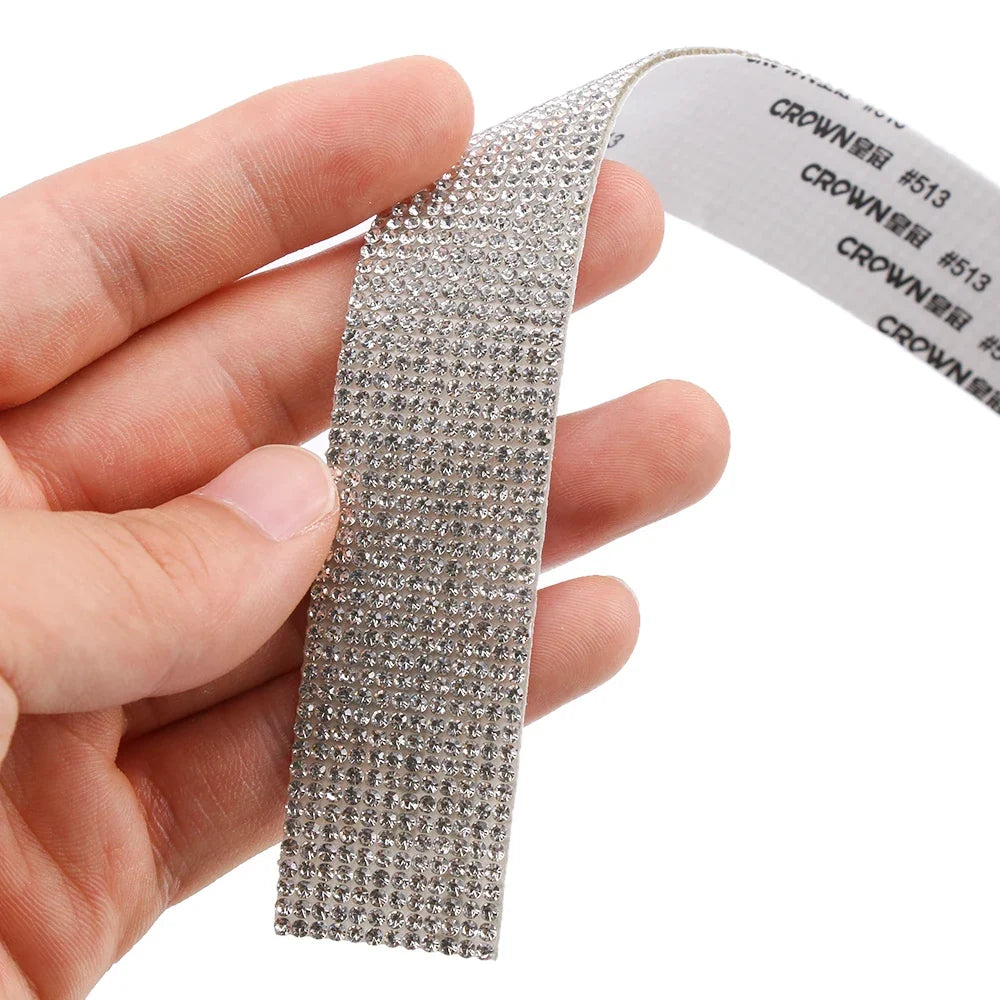 Self-Adhesive Rhinestone Trim Tape – 1 Yard Crystal Ribbon