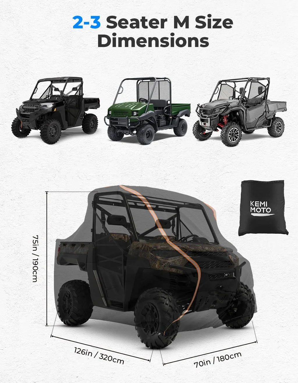 KEMIMOTO UTV Cover for Polaris Ranger RZR 900 1000 – Waterproof