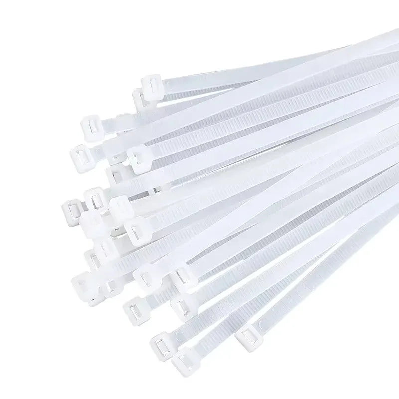 100/1000 PCS Self-Locking Nylon Cable Zip Ties White Straps