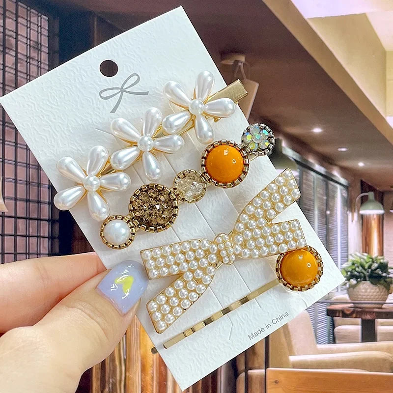Pearl Hair Clip – Rhinestone Flower Barrette for Women & Girls