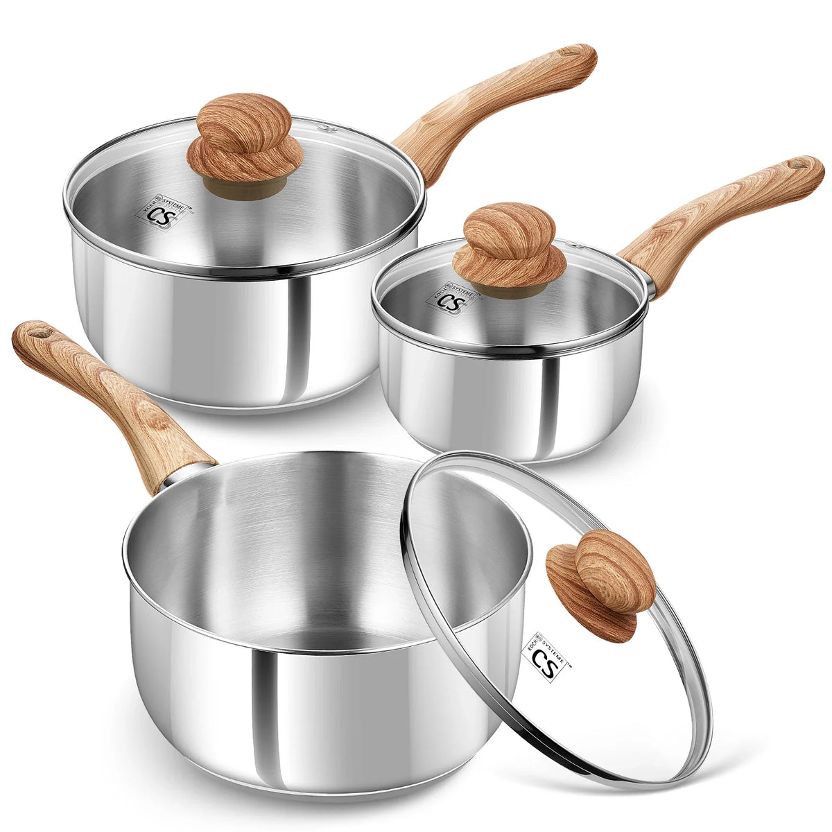 Koch Systeme CS 3-Piece Stainless Steel Saucepan Set with Lids