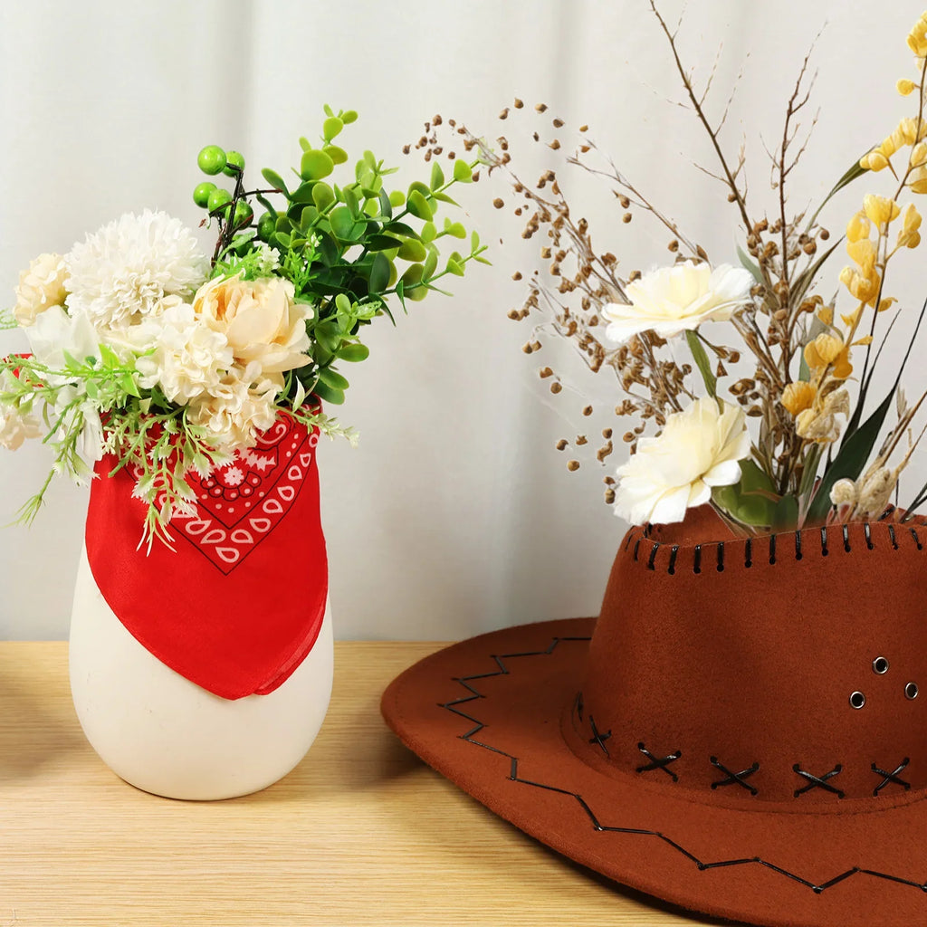 6Pcs Western Cowboy Hat Flower Vase Party Centerpiece Set