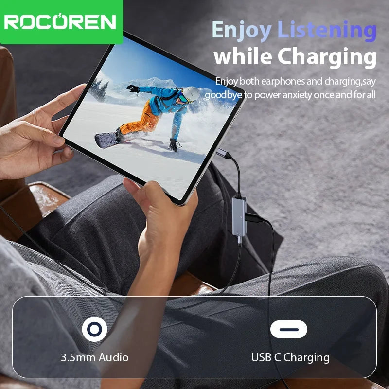 Rocoren USB-C to 3.5mm Audio Adapter with 36W PD Charging