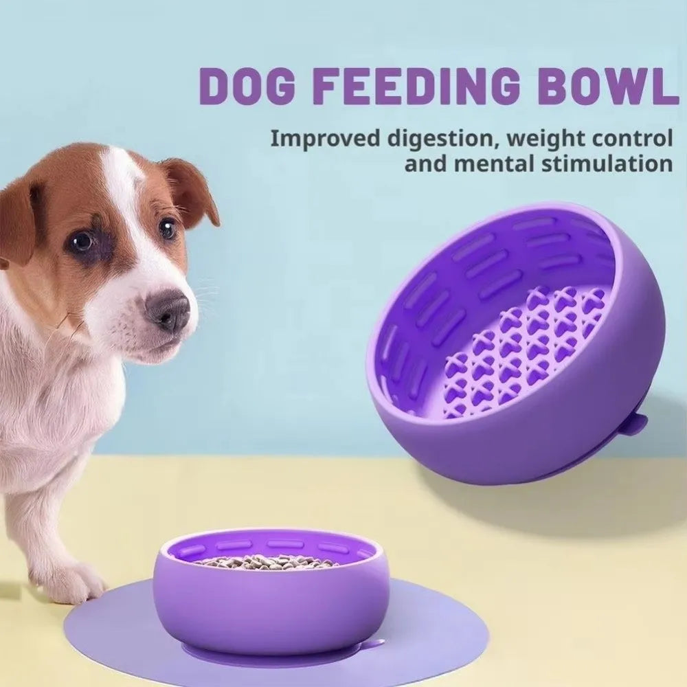 Silicone Slow Feeder Dog Bowl – Anti-Slip, Anti-Spill, Portable
