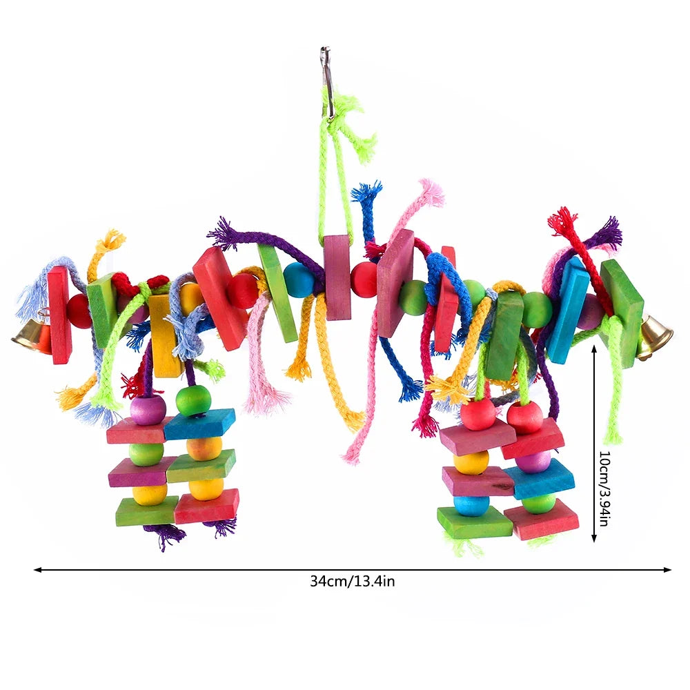 Wooden Rope Parrot Toy – Hanging Ladder & Bird Swing Chew Toy