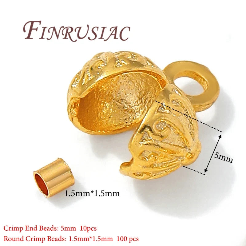 110Pcs 18K Gold Plated Crimp Beads & Covers – DIY Jewelry