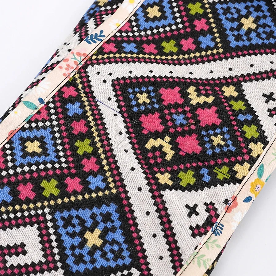 Dust-Proof Sewing Machine Cover – Ethnic Checkered Design