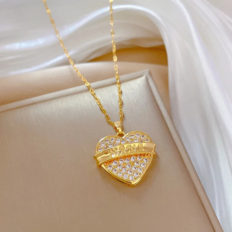 Women's Gold Heart Pendant Necklace – Stainless Steel Choker