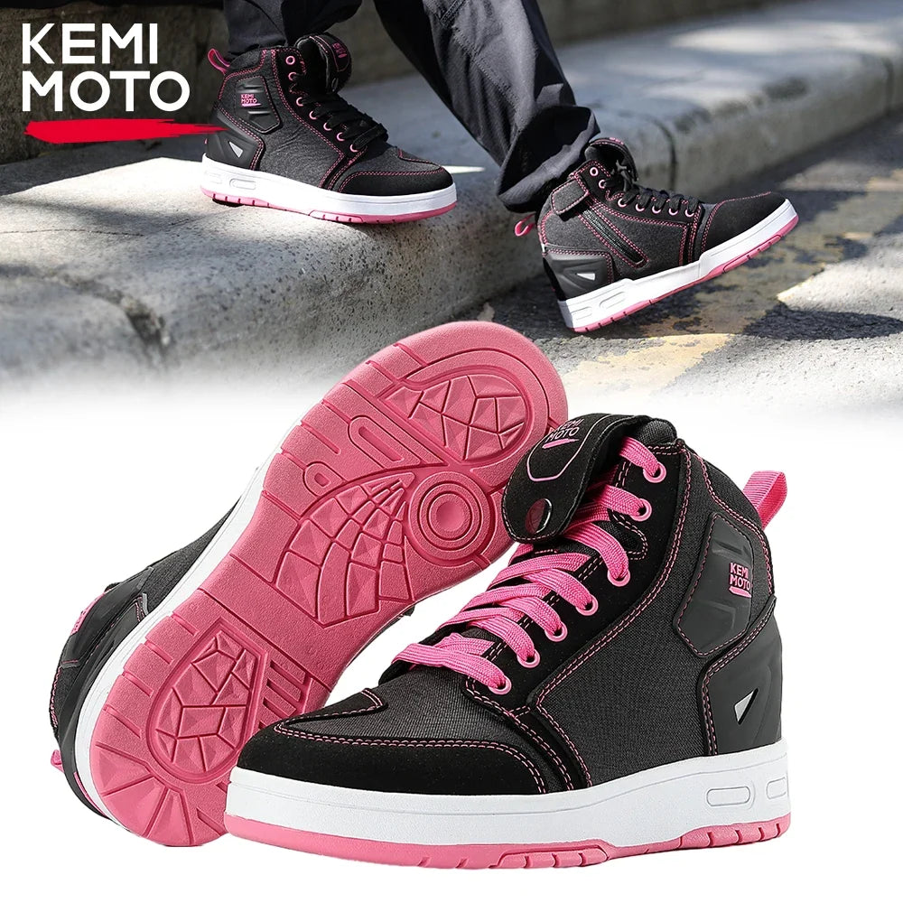 KEMIMOTO Women's Motorcycle Ankle Boots – Breathable Riding
