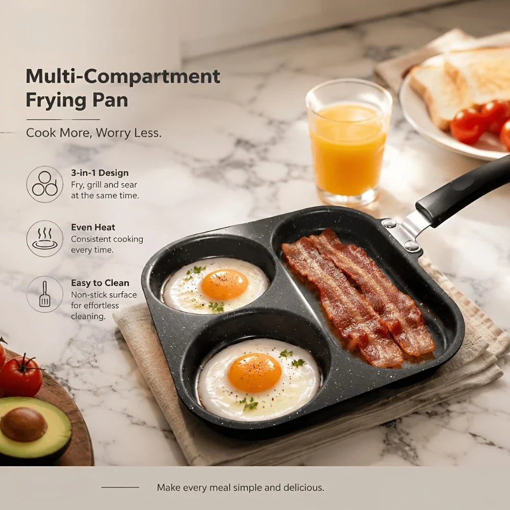 3-in-1 Non-Stick Divided Breakfast Skillet – Egg & Bacon Pan