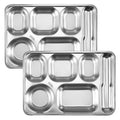 2-Pack 5-Compartment Stainless Steel Snack & Meal Prep Container