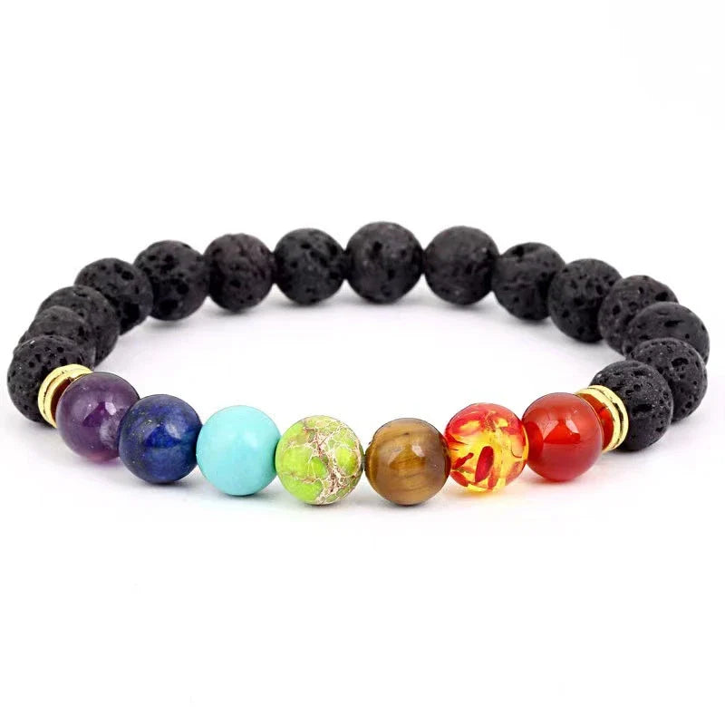 Volcanic Stone Beaded Stretch Bracelet – Unisex Jewelry