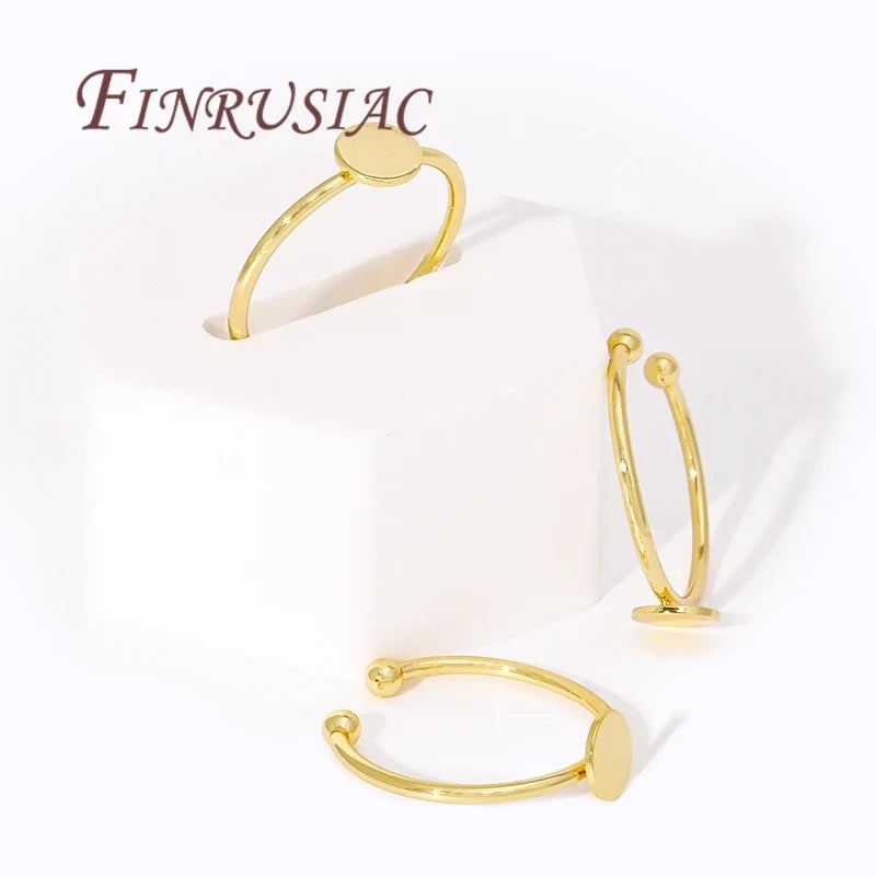 18K Gold Plated Adjustable Ring Blank Bezel – DIY Jewelry