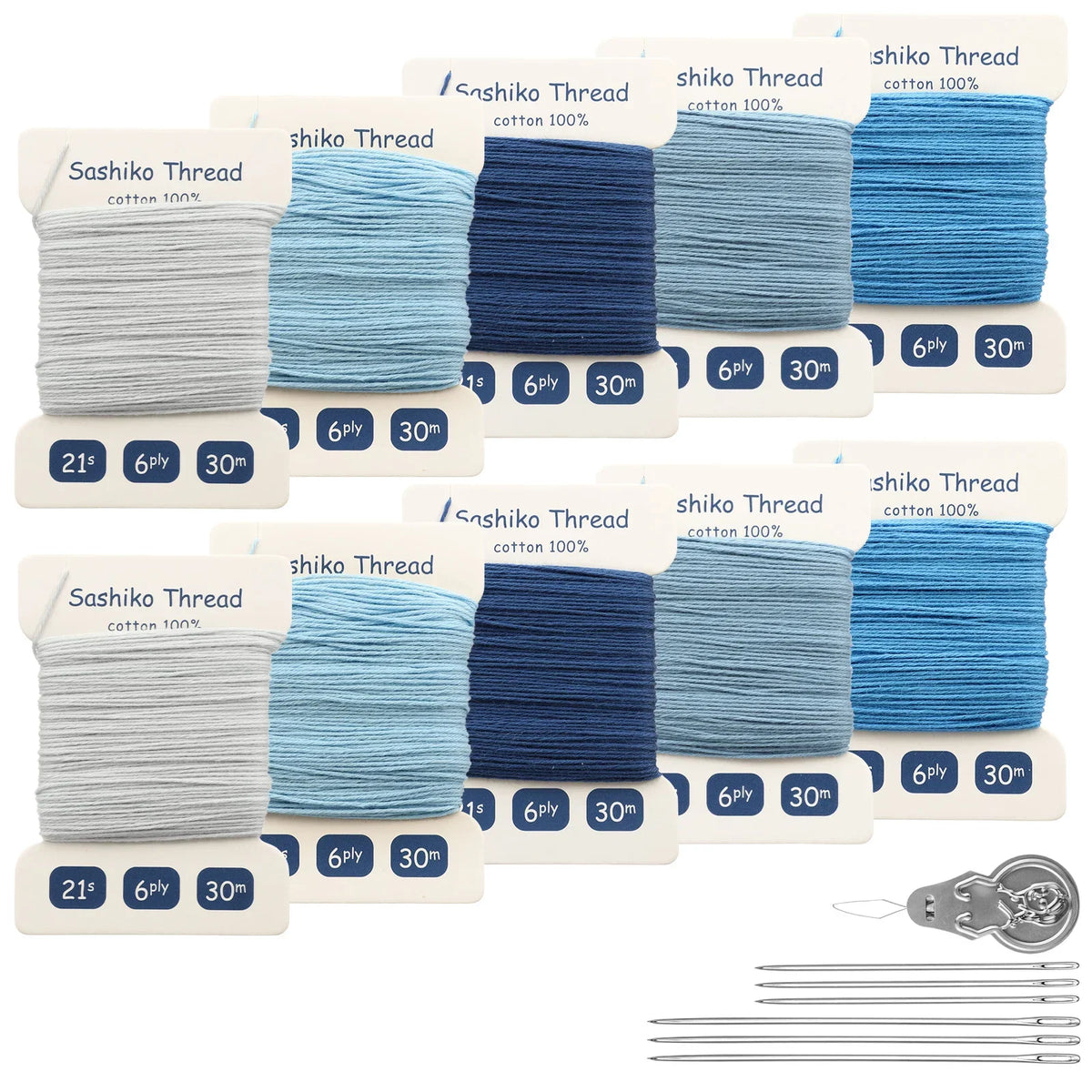 Sashiko Thread & Needle Kit – 300m Pure Cotton Embroidery Set