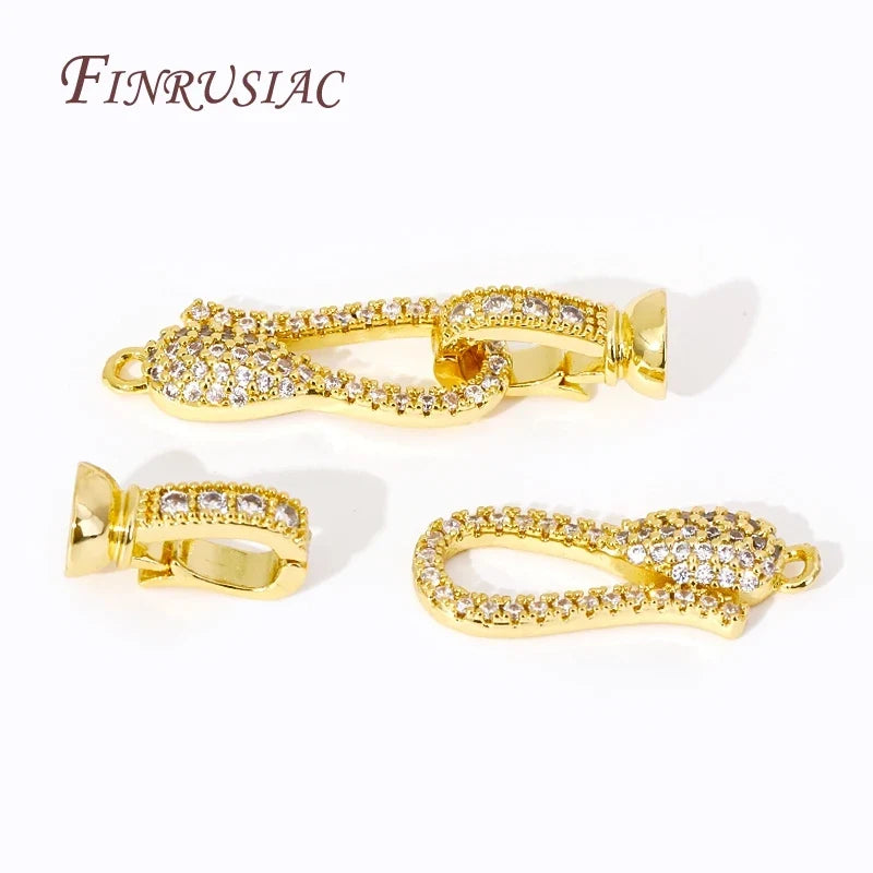 18K Gold Plated Zircon Connector Lock Clasp | DIY Jewelry