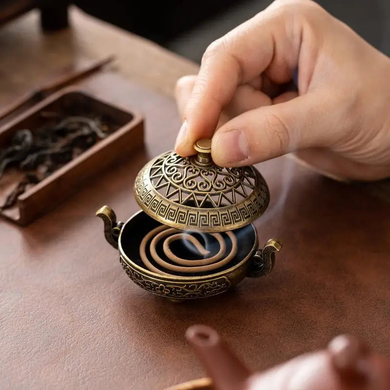 Retro Bronze Charcoal Stove Incense Burner Luxury Stand