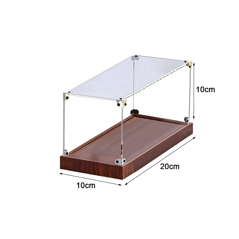 Acrylic Display Case Stackable Dustproof Box with Wooden Base