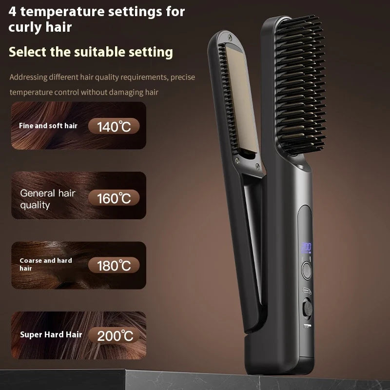 Wireless Hair Straightening Brush – Cordless Mini Styler