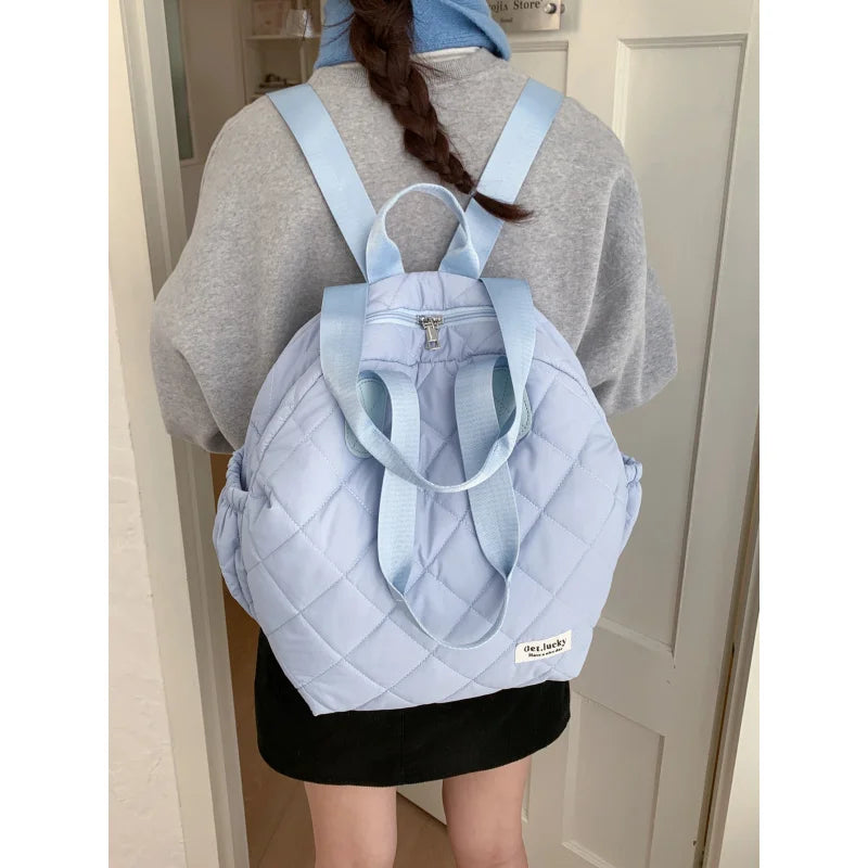 Diamond Pattern Large-Capacity Women's Backpack | Flannel