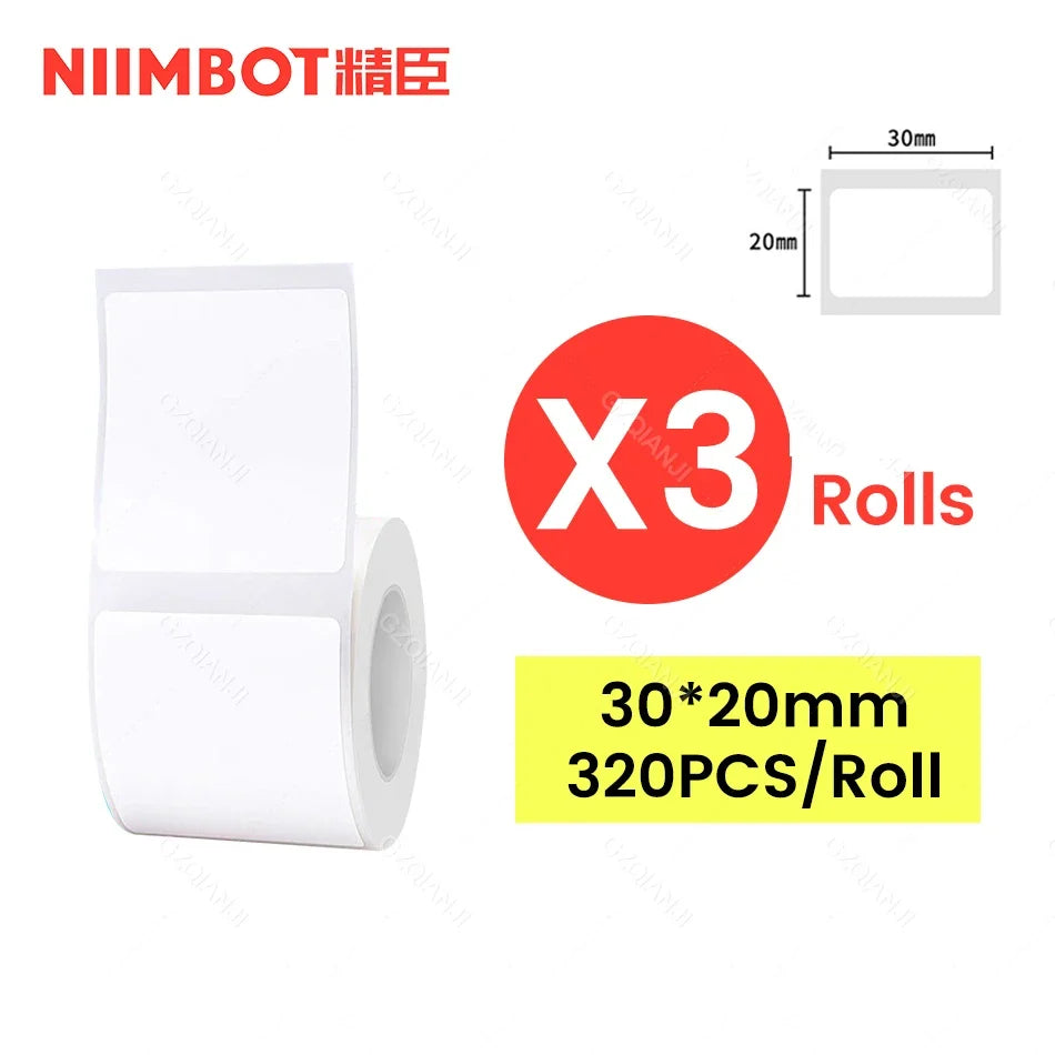 NiiMbot Thermal Label Rolls – Round White Waterproof Stickers