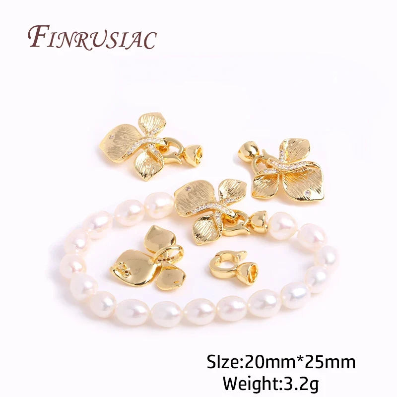 18K Gold Plated Zircon Bead Clasp | DIY Necklace Jewelry
