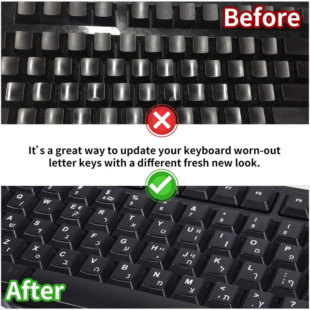 Multilingual Keyboard Stickers – Hebrew, Arabic, Korean & More