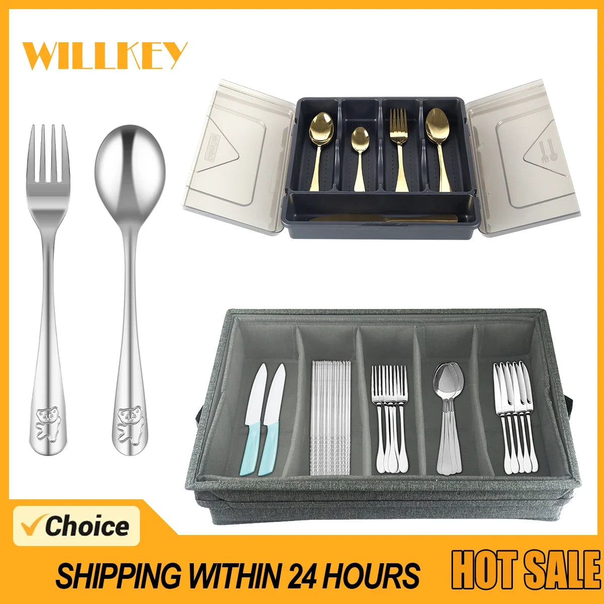 5-Compartment Flatware Storage Case – Portable Cutlery Organizer