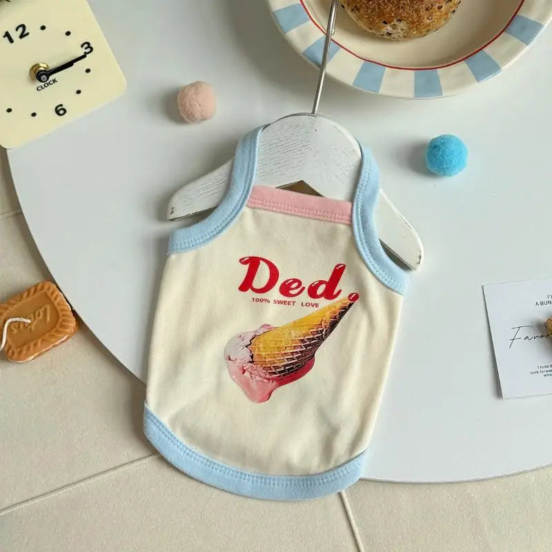 Small Dog Princess Sling Dress – Ice Cream Print Pet Outfit