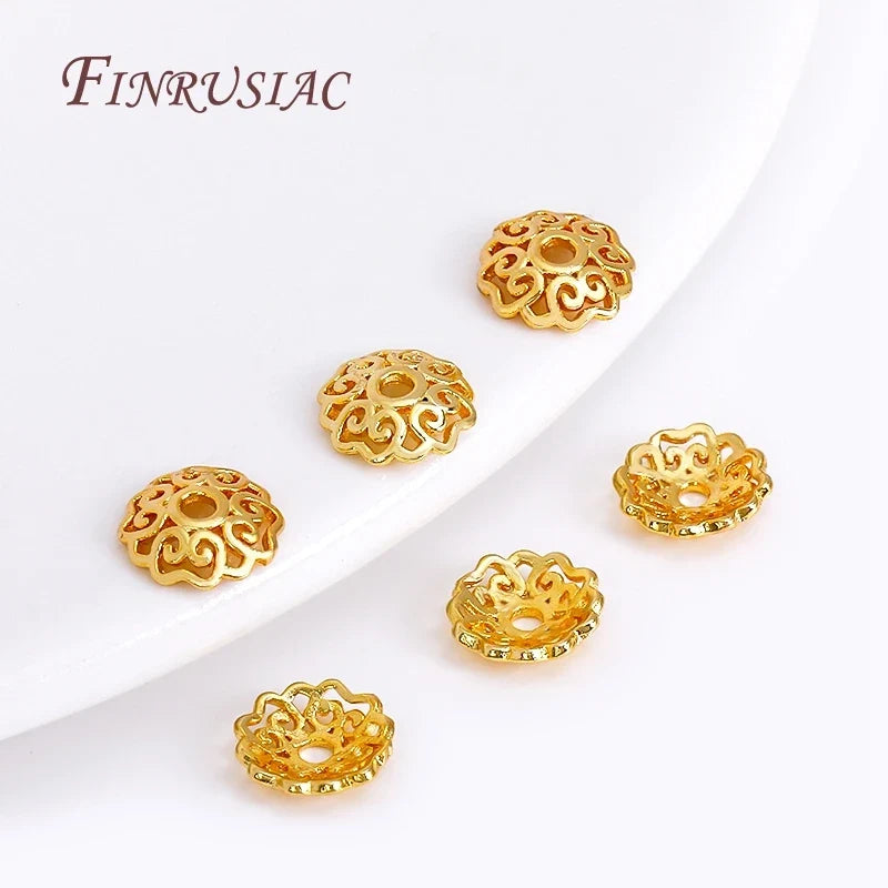 8mm 18K Gold Plated Filigree Flower Bead Caps | DIY Jewelry