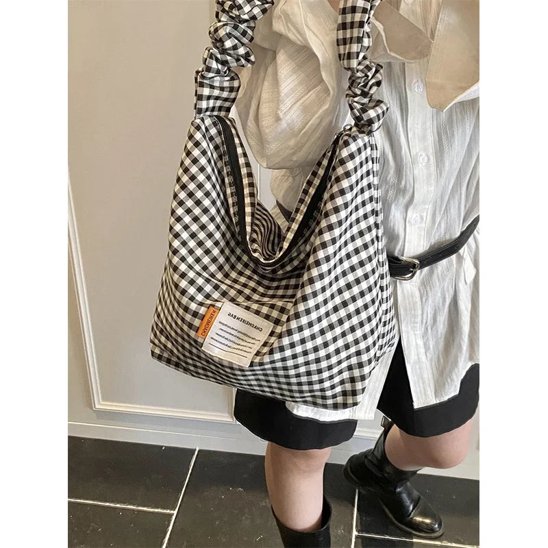 Women's Large Plaid Crossbody Bag – Houndstooth Shoulder Bag