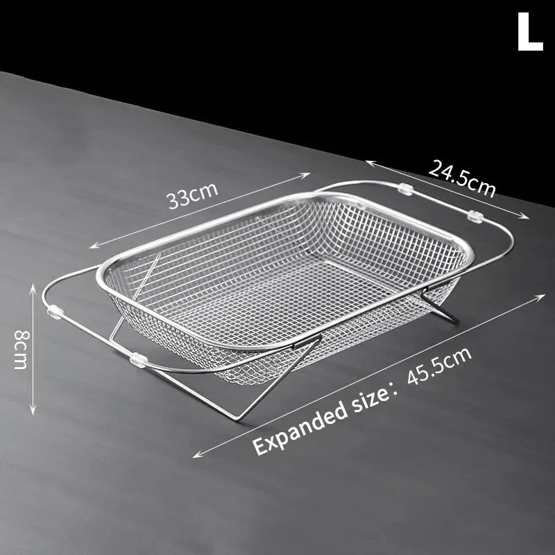 Stainless Steel Telescopic Sink Draining Rack & Organizer