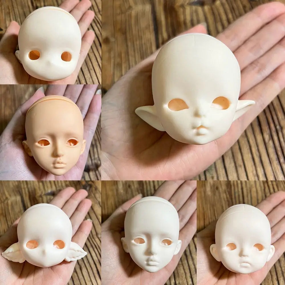 1/6 BJD MJD Doll Head Soft PVC Blank DIY Makeup Practice