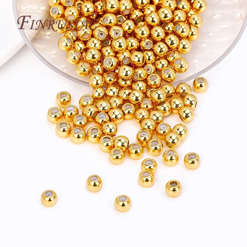 20pcs 18K Gold Plated Brass Rondelle Stopper Beads 3–8mm Silicone