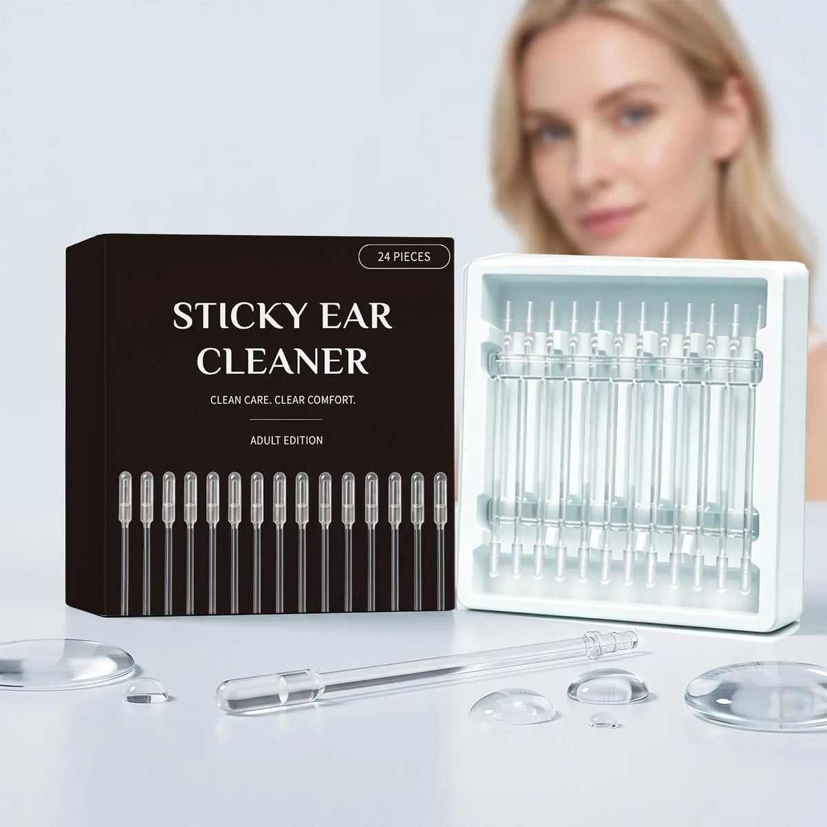 Reusable Sticky Ear Cleaning Sticks 24-Pack + Storage Case