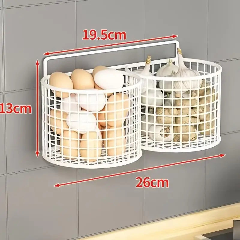 Wall Mounted Kitchen Wire Basket Rack 1/2/3 Grid Organizer