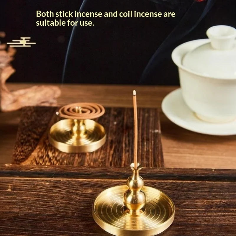 Solid Brass Incense Holder Set – Stick, Coil & Vase Zen Decor