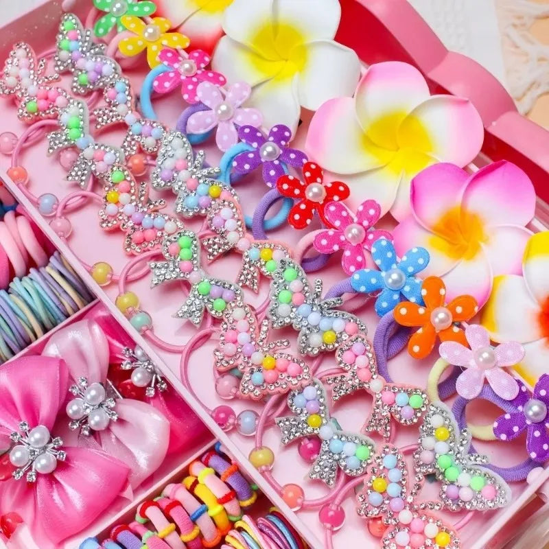 850PCS Girls Grosgrain Ribbon Hair Ties & Elastic Hair Bands
