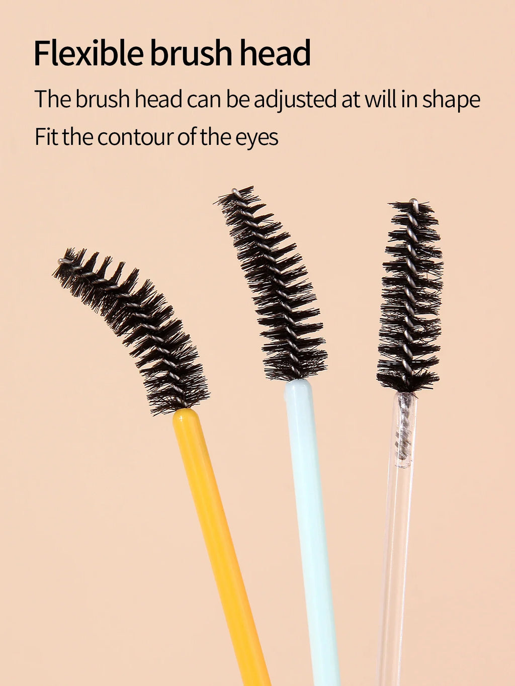 50Pcs Rainbow Disposable Mascara Wands & Eyebrow Brushes