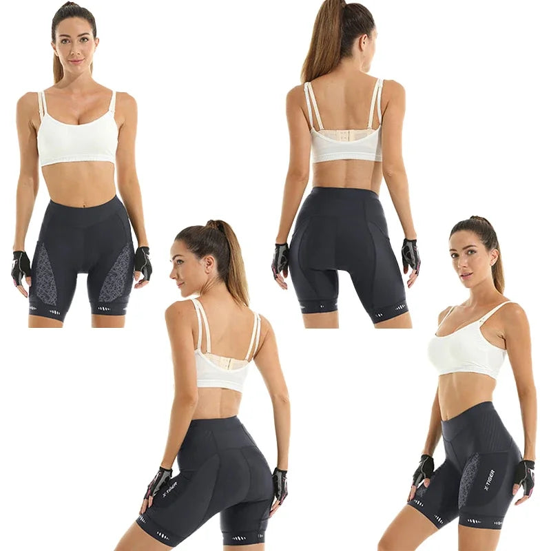 X-TIGER Women's 5D Padded Cycling Bib Shorts | Side Pockets