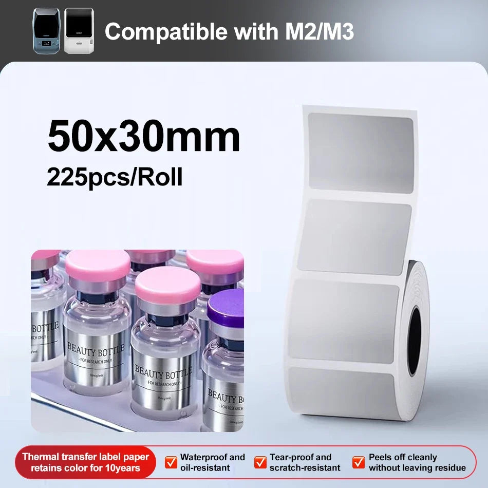Niimbot M2/M3 Thermal Transfer Labels – White, Clear & Silver